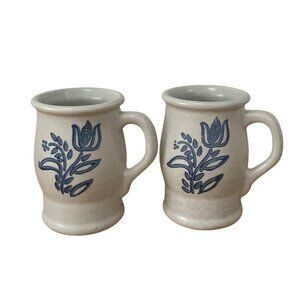 Vtg Pfaltzgraff Yorktowne Barrel Mugs Coffee Cups Set of 2 Stoneware Retired